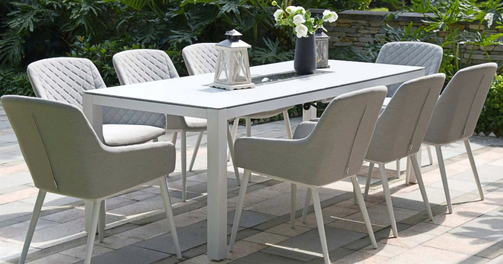 white grey Zest 8 Seat Rectangular outdoor Dining Set dubai uae