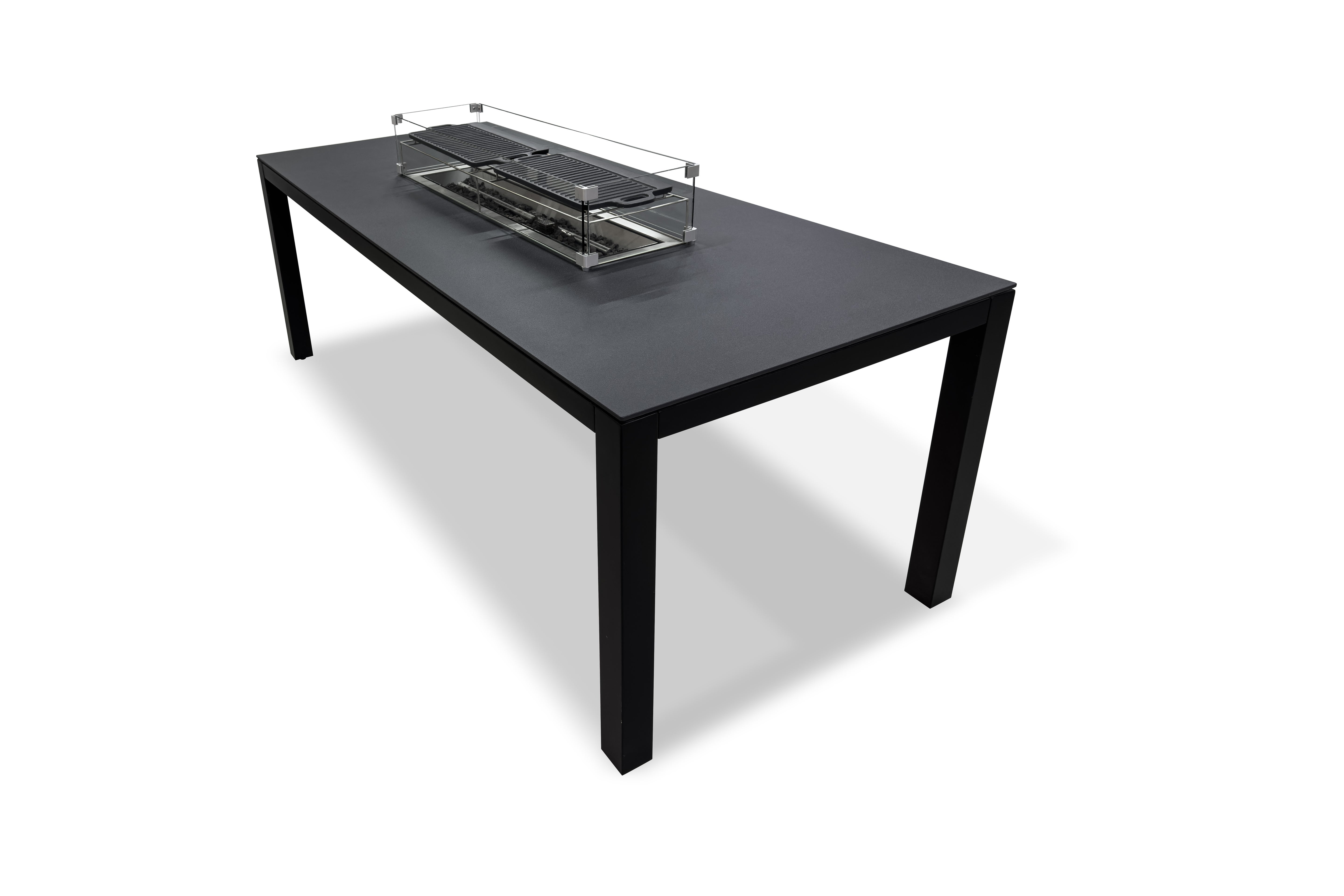 8 SEAT RECTANGULAR FIREPIT DINING TABLE