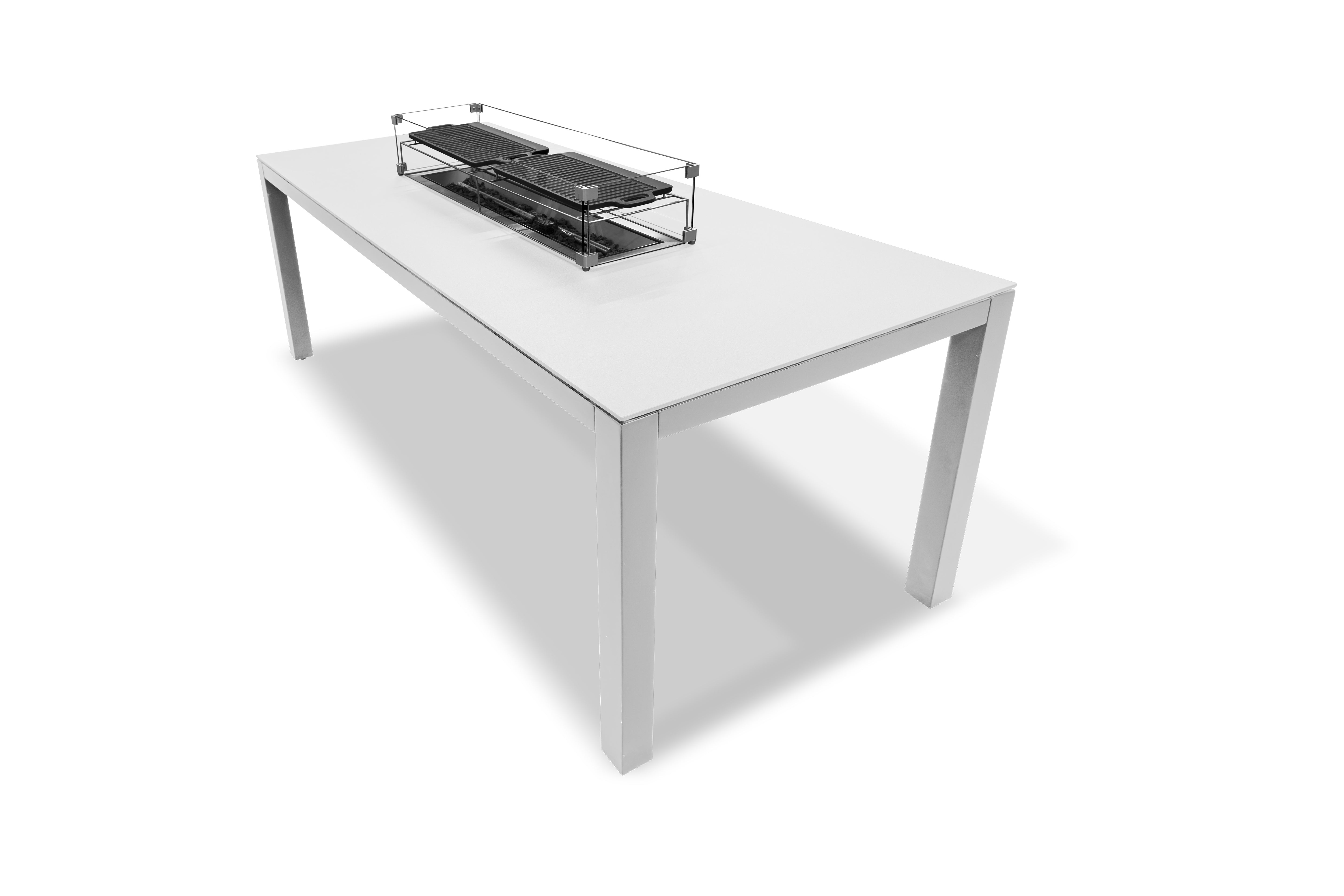 8 SEAT RECTANGULAR FIREPIT DINING TABLE