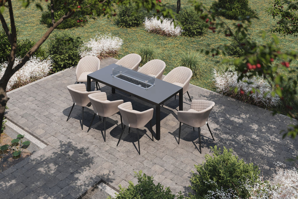 oatmeal outdoor 8 Seat Dining Set With Fire Pit Table dubai uae above