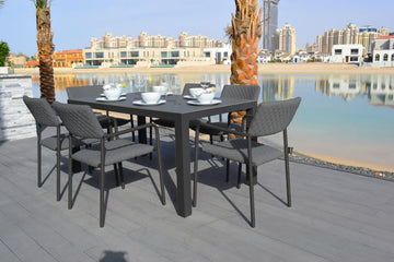 black 6 Seat Rectangular outdoor Dining Set dubai uae front