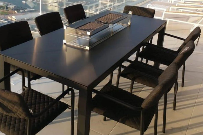 black 8 Seat outdoor Dining Set with Fire Pit dubai uae