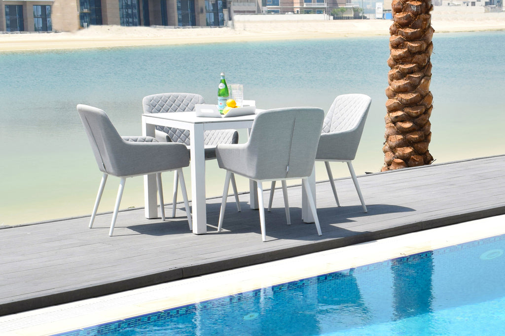 white grey Zest 4 Seat outdoor Dining Set dubai uae pool