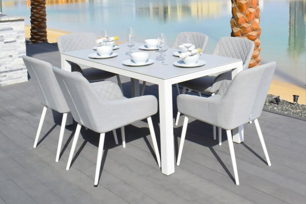 light grey white Zest 6 Seat Rectangular outdoor Dining Set dubai uae
