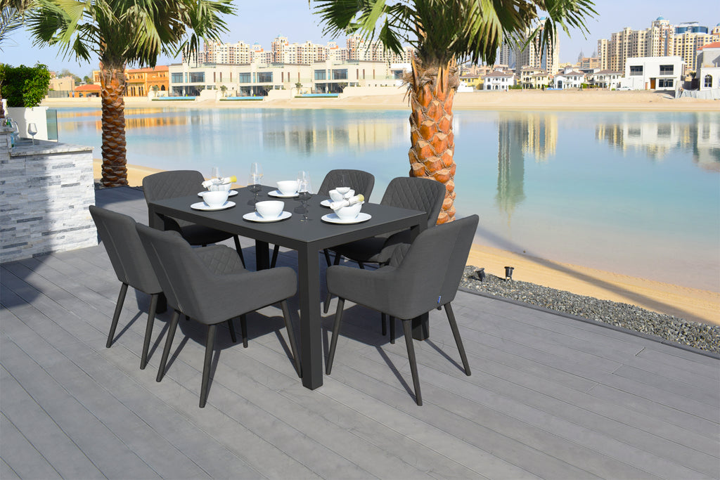 charcoal black Zest 6 Seat Rectangular outdoor Dining Set dubai uae