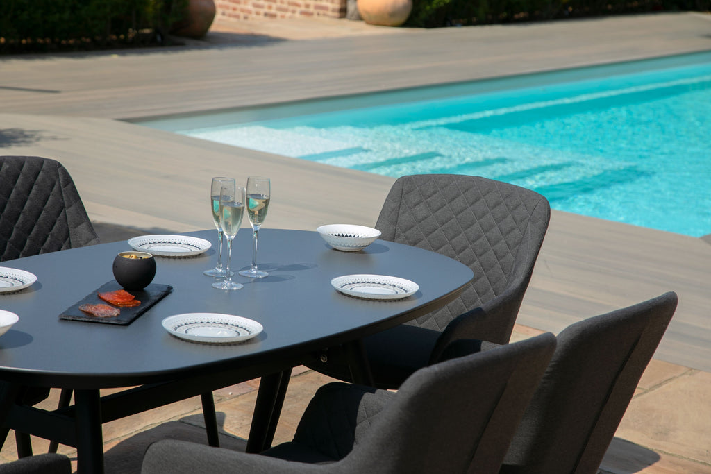 charcoal black 6 Seat Oval outdoor Dining Set dubai uae chair