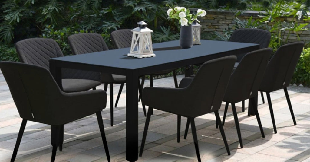 black charcoal Zest 8 Seat Rectangular outdoor Dining Set dubai uae 