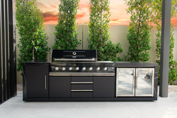black outdoor kitchen dubai from front without corner