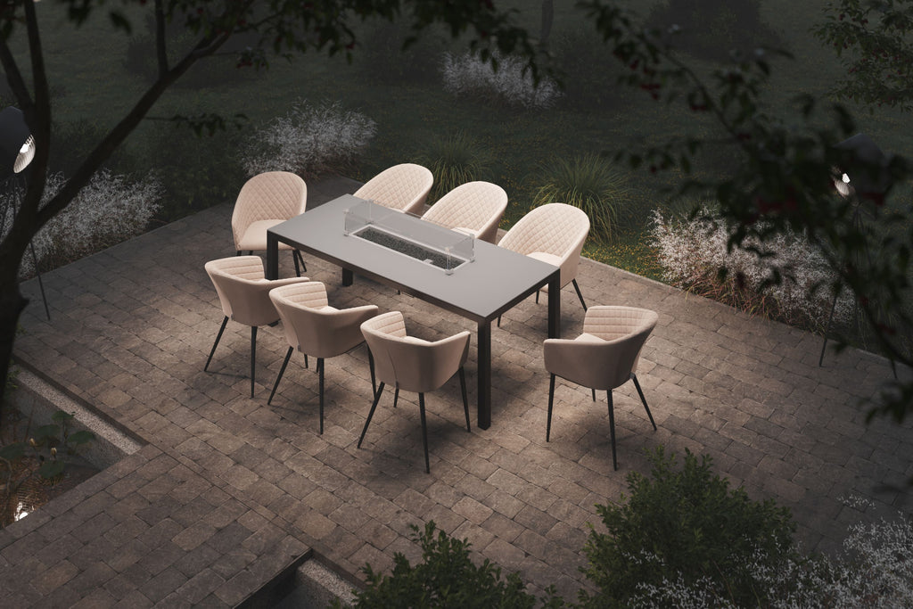 oatmeal outdoor 8 Seat Dining Set With Fire Pit Table dubai uae