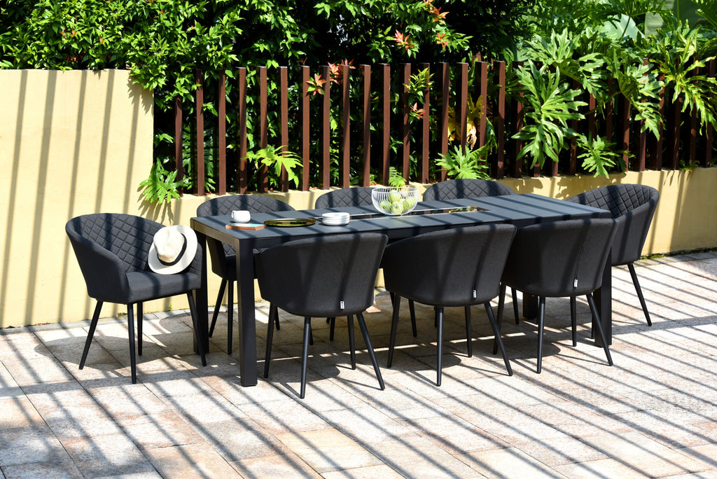 Maze Outdoor Fabric - Ambition 8 Seat Dining Set With Firepit Table