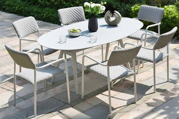 white 6 Seat Oval Dining Set dubai uae above