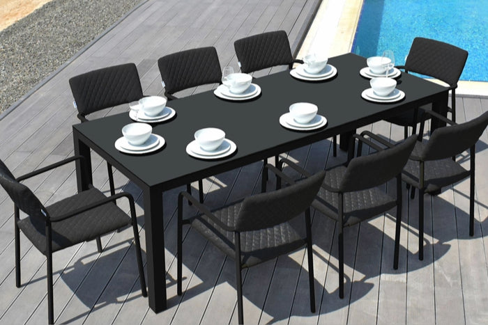 black charcoal 8 Seat Rectangular outdoor Dining Set dubai uae