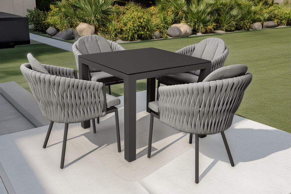 Marina Jumbo Rope 4 Seat Square Dining Set