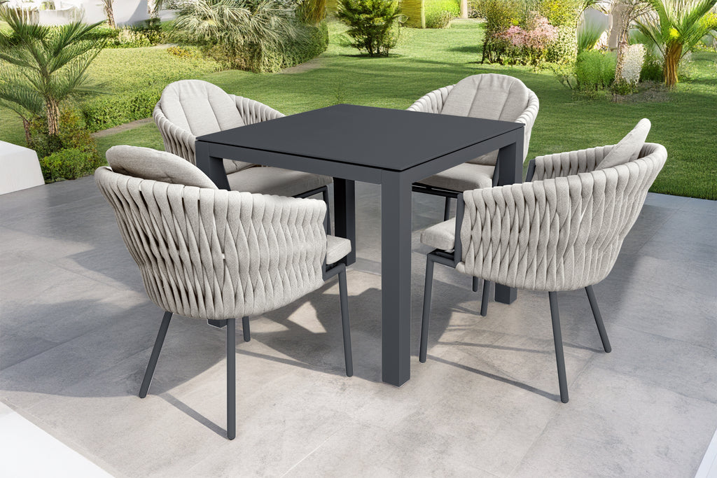 Marina Jumbo Rope 4 Seat Square Dining Set