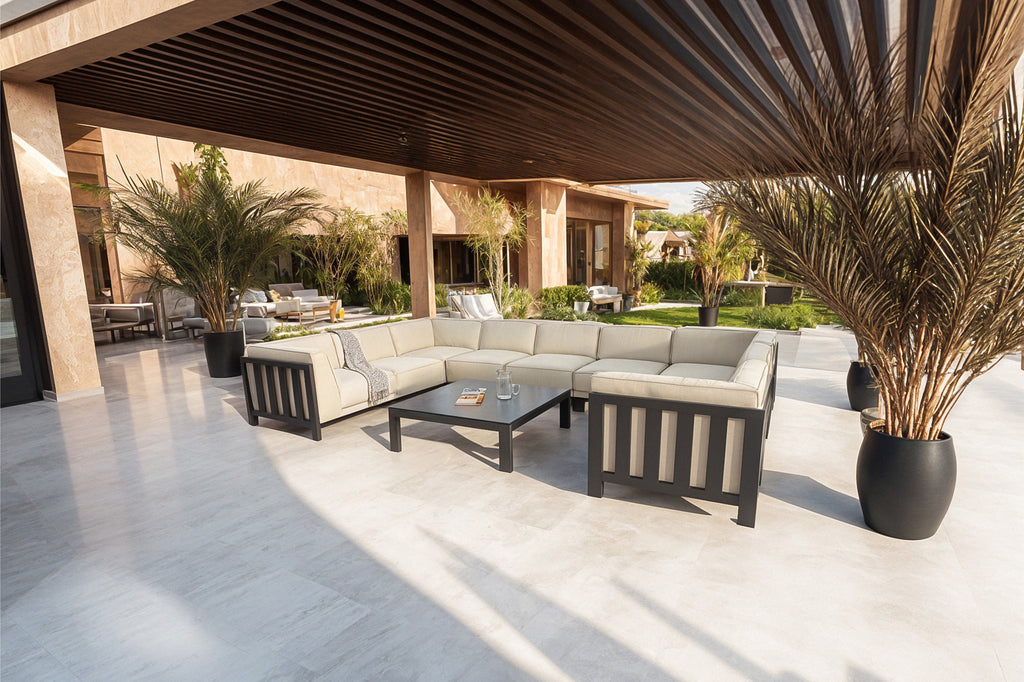 Maze Outdor-Palma Large U-Shaped Sofa Set with round coffee table