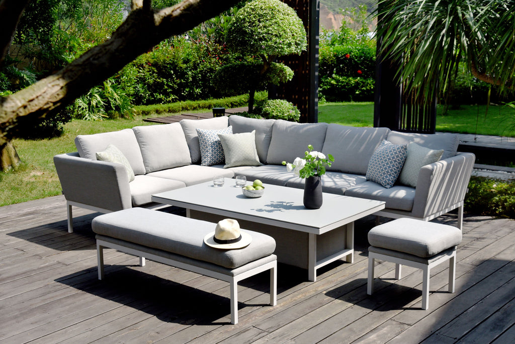 grey white Sofa and outdoor Dining Set With Rising Table dubai uae