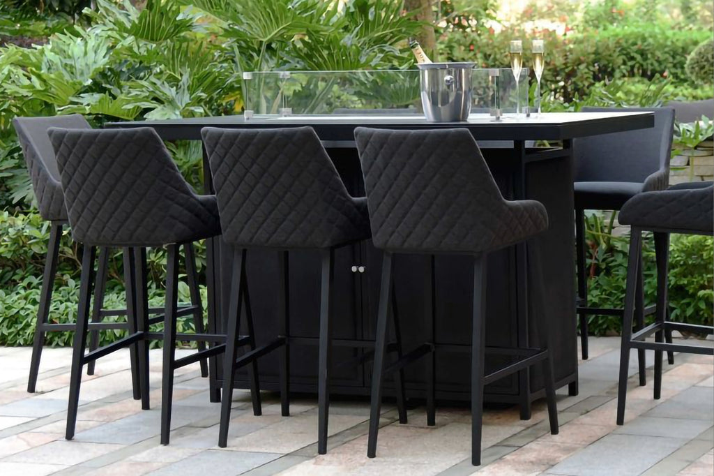 black charcoal Regal 8 Seat outdoor Bar Set With Fire pit Table dubai uae outside