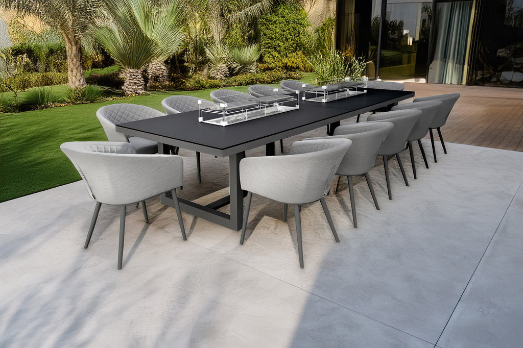 Ambition 12 Seat Dining Set With Fire Pit Table