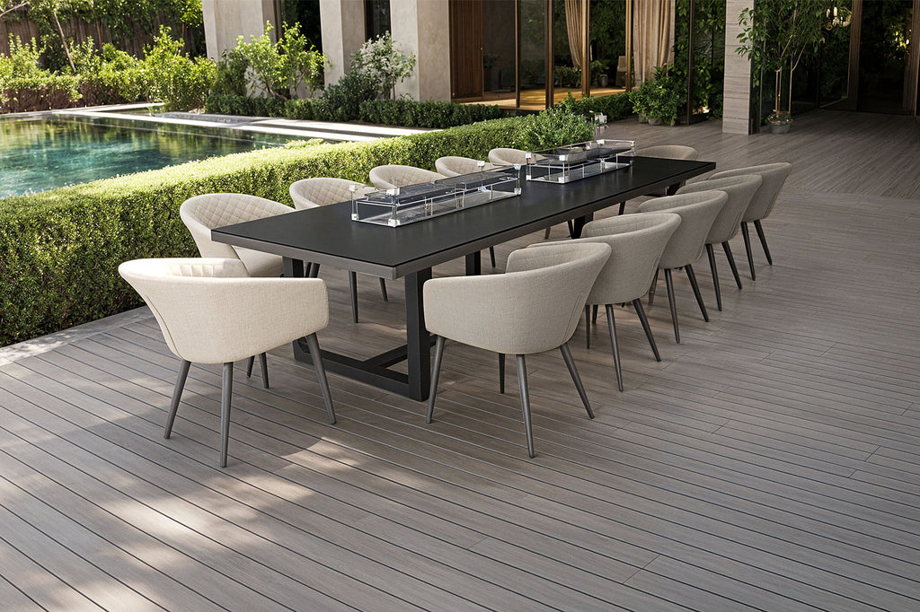 Ambition 12 Seat Dining Set With Fire Pit Table