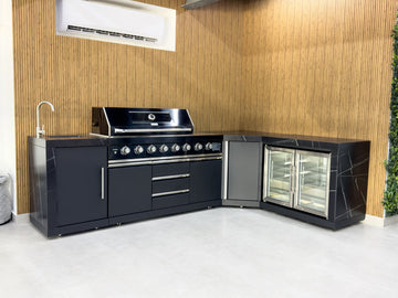 black outdoor kitchen dubai from front with corner