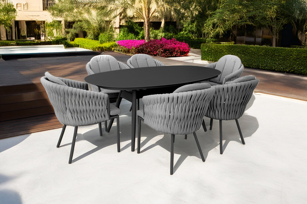 Marina Jumbo Rope 6 Seat Oval Dining Set