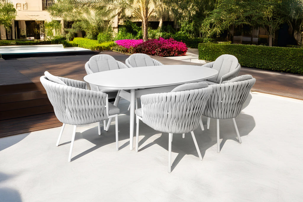 Marina Jumbo Rope 6 Seat Oval Dining Set