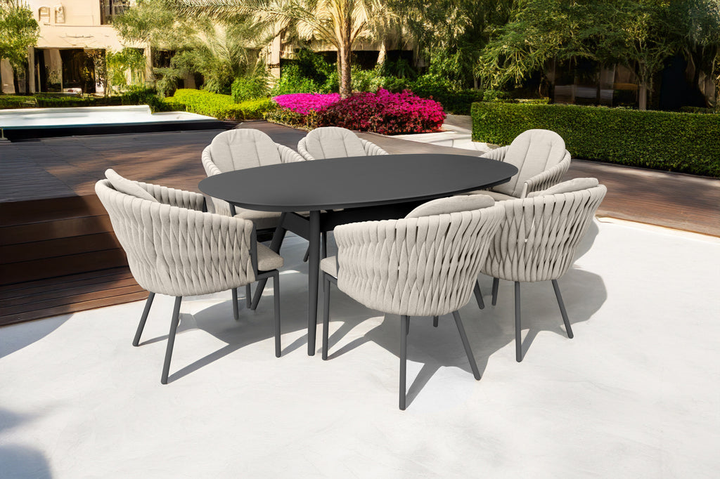 Marina Jumbo Rope 6 Seat Oval Dining Set